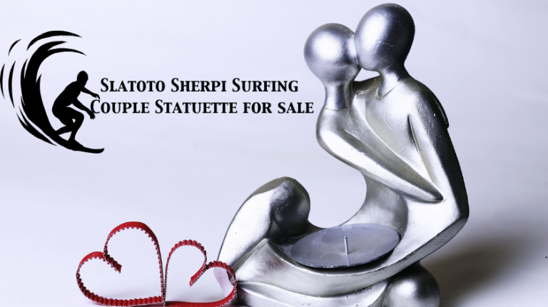 Slatoto Sherpi Surfing Couple Statuette for sale